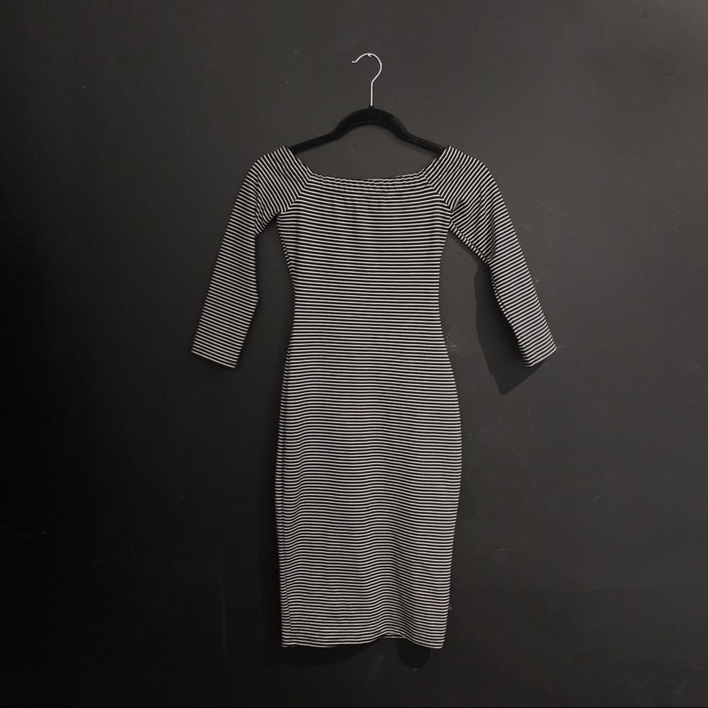 Boat Neck Striped Dress